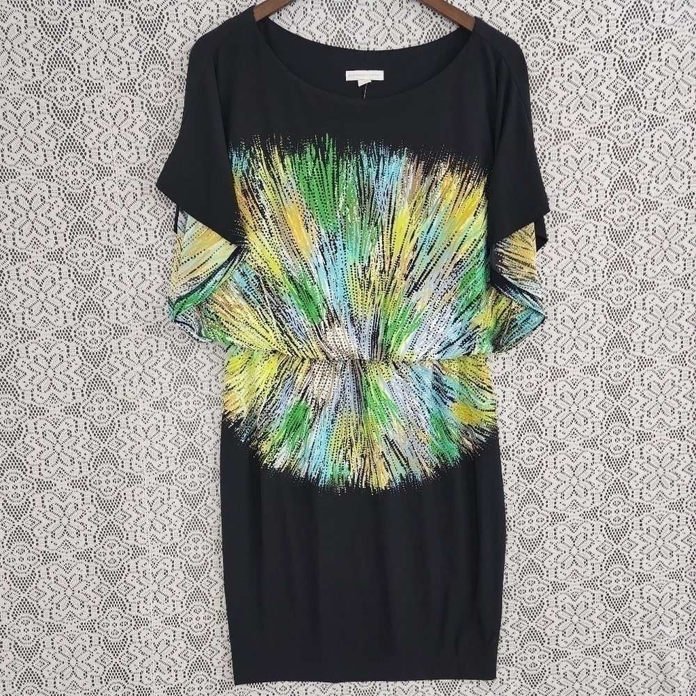 Stylish Black Dress with Vibrant Pattern